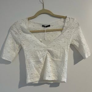 Zara white lace crop top coquette style